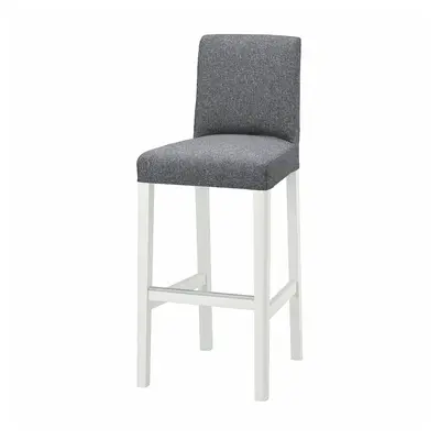 Barska stolica s naslonom, bijela/Gunnared zagasitosiva, 75 cm