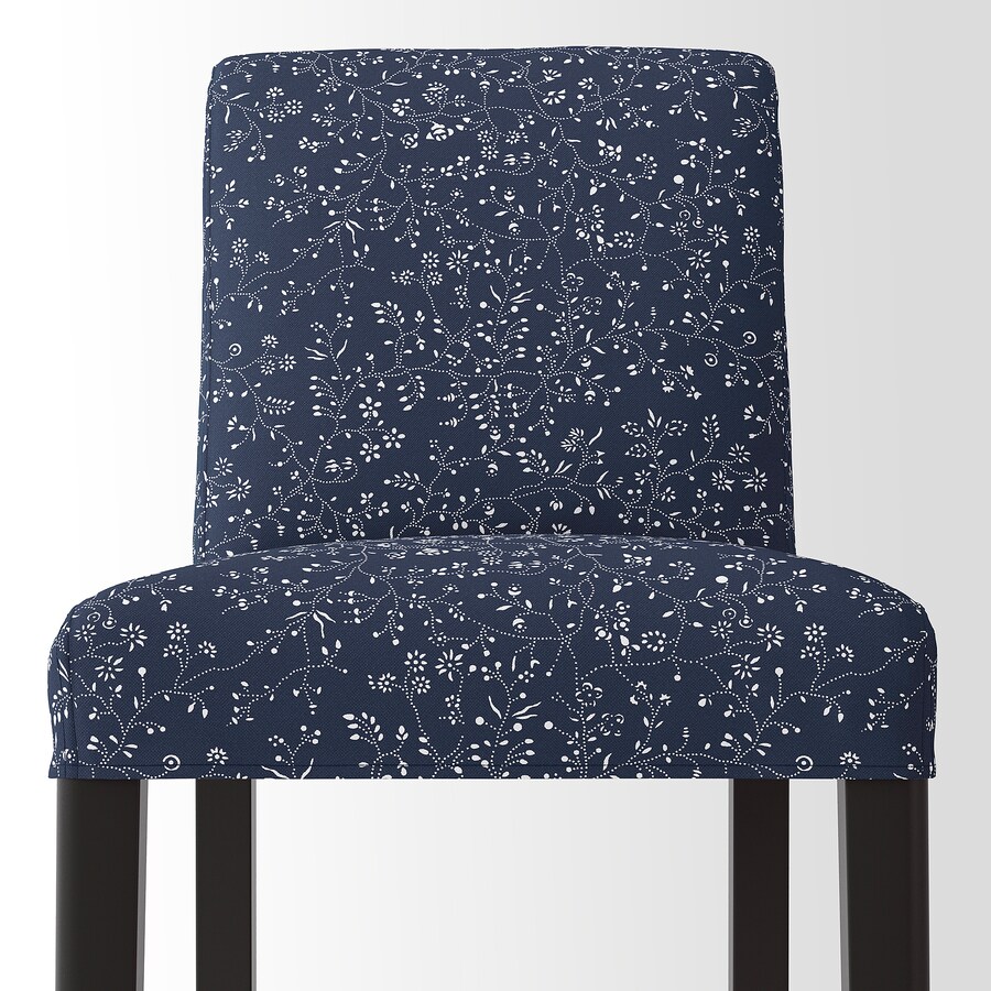 Barska stolica s naslonom, crna/Ryrane tamnoplava, 75 cm