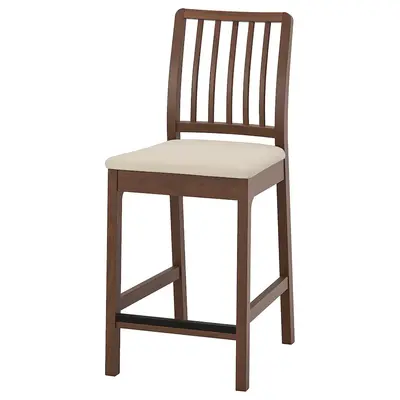 Barska stolica s naslonom, smeđa/Hakebo bež, 62 cm