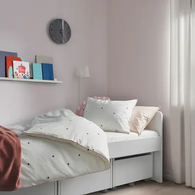 Jorganska navlaka i jastučnica, dezen na tufne bijela/roze, 150x200/50x60 cm