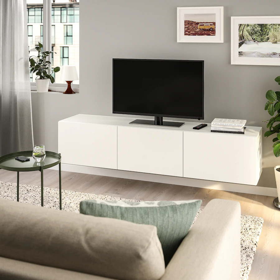 TV stalaža s vratima, bijela/Lappviken bijela, 180x42x38 cm