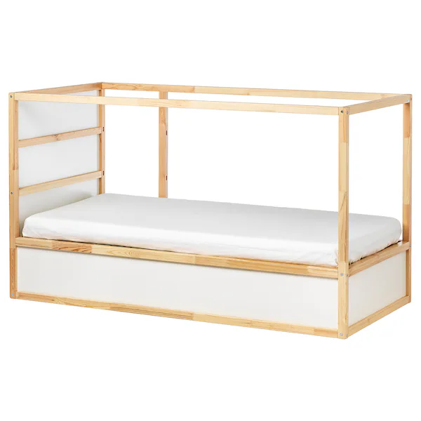 Podesivi krevet, bijela/borovina, 90x200 cm
