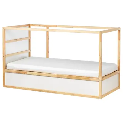 Podesivi krevet, bijela/borovina, 90x200 cm