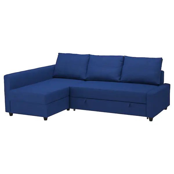 Ugaona sofa ležaj s odlaganjem, plava