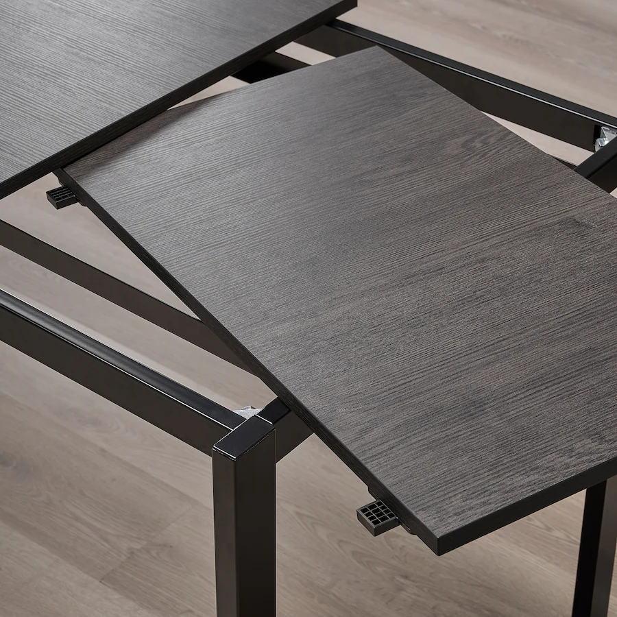 Produživi sto, crna/tamnosmeđa, 80/120x70 cm