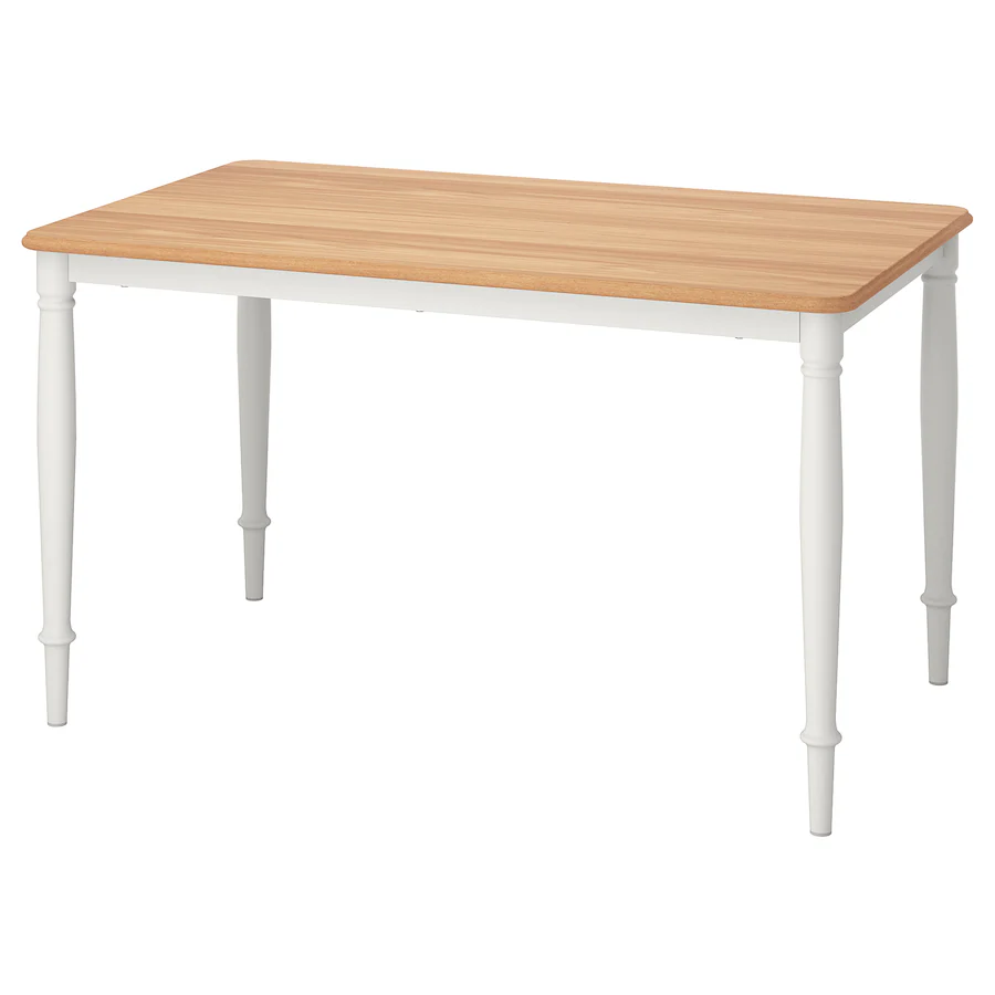 Trpezarijski sto, hrastov furnir/bijela, 130x80 cm