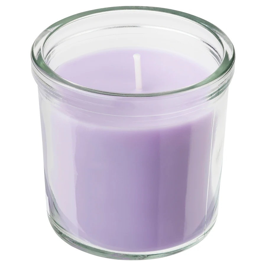 Mirisna svijeća u čaši, Ukrasni grašak/purpurna, 20 h