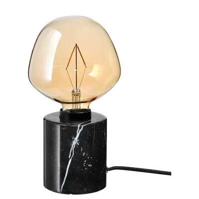 Stona lampa sa sijalicom, mermer crna/zvonasto smeđe b. staklo