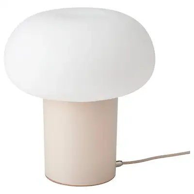Stona lampa, bež/opal bijela staklo, 28 cm