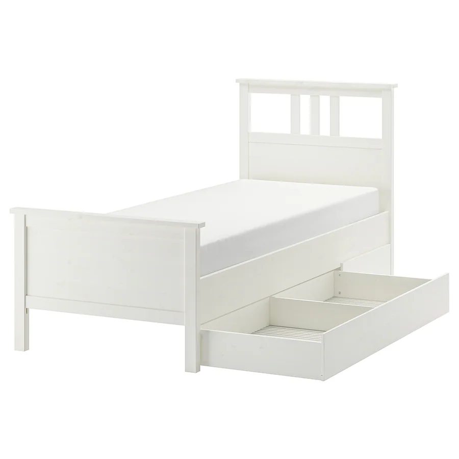 Okvir kreveta s 2 kut. za odlaganje, bijelo bajcovano/Luröy, 90x200 cm