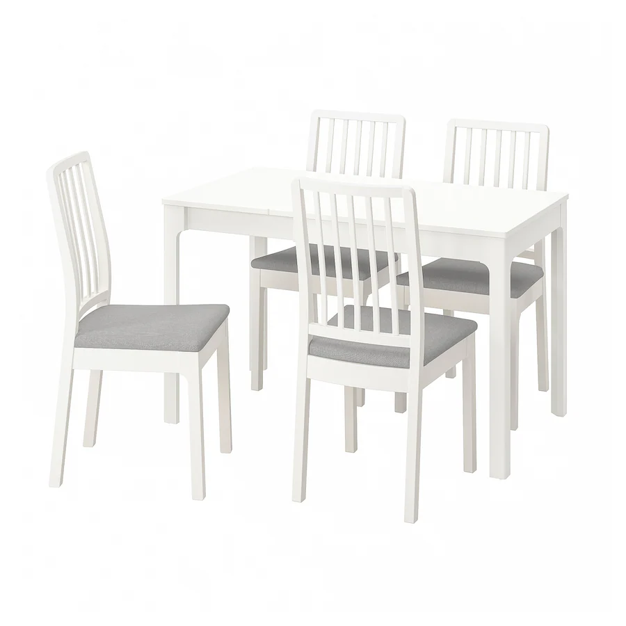 Sto i 4 stolice, bijela bijela/Orrsta svijetlosiva, 80/120 cm