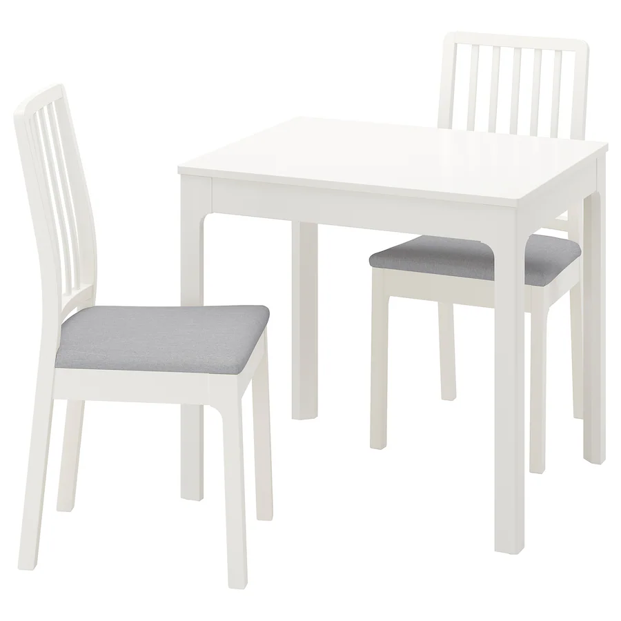 Sto i 4 stolice, bijela bijela/Orrsta svijetlosiva, 80/120 cm