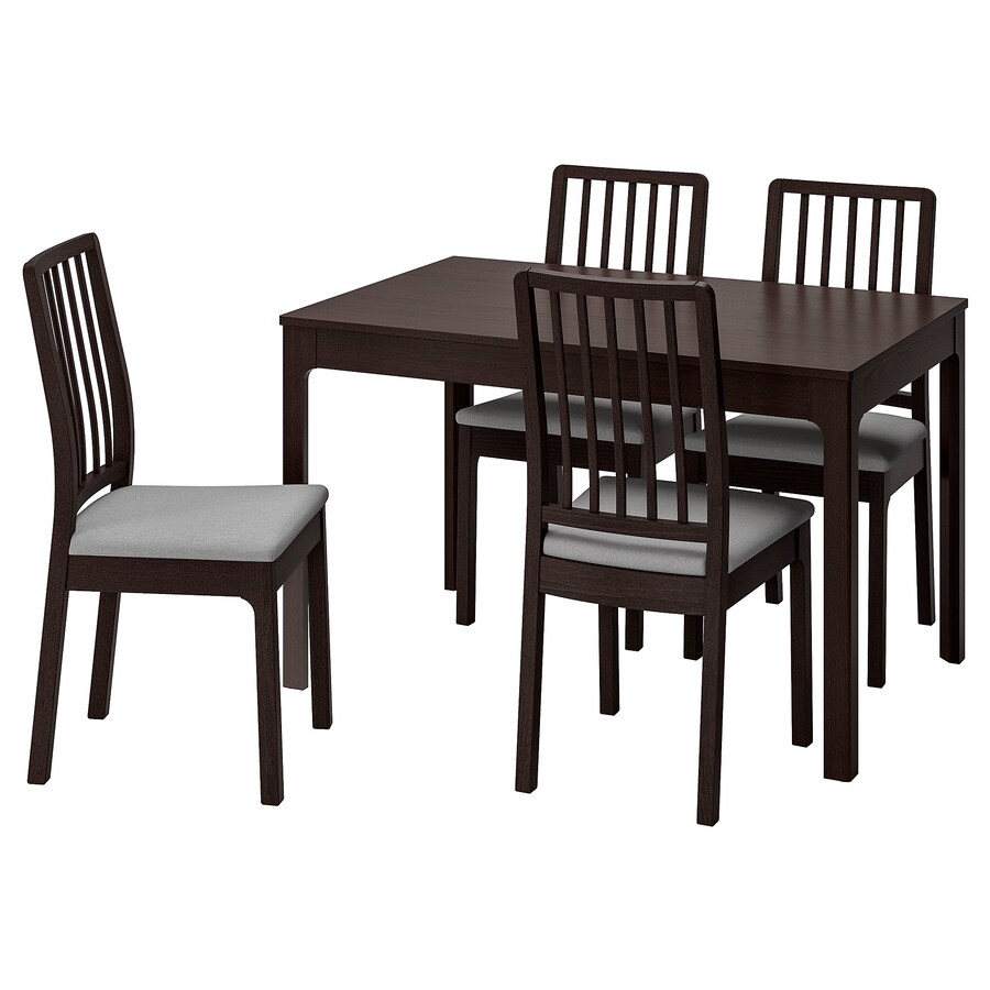 Sto i 4 stolice, tamnosmeđa/Orrsta svijetlosiva, 120/180 cm