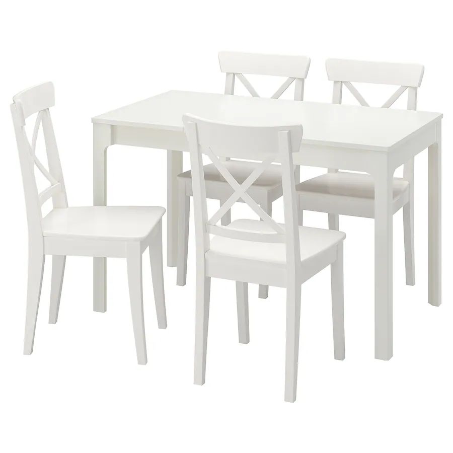 Sto i 4 stolice, bijela/bijela, 80/120 cm