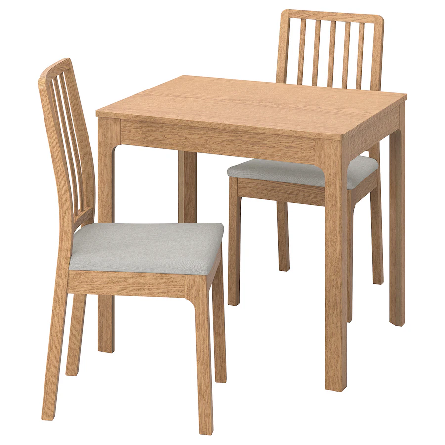 Sto i 2 stolice, hrastovina im. hrastovine/Orrsta svijetlosiva, 80/120 cm