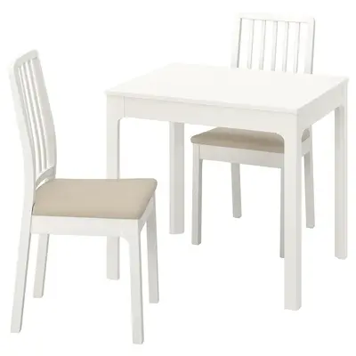 Sto i 2 stolice, bijela/Hakebo bež, 80/120 cm