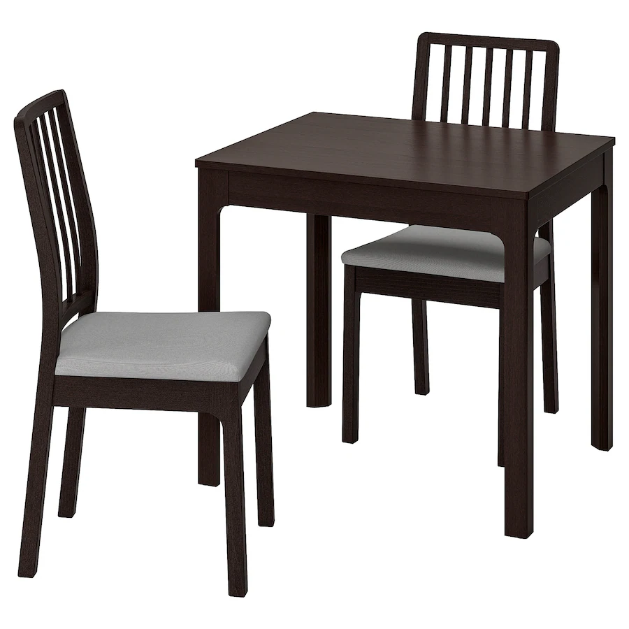 Sto i 2 stolice, tamnosmeđa/Orrsta svijetlosiva, 80/120 cm