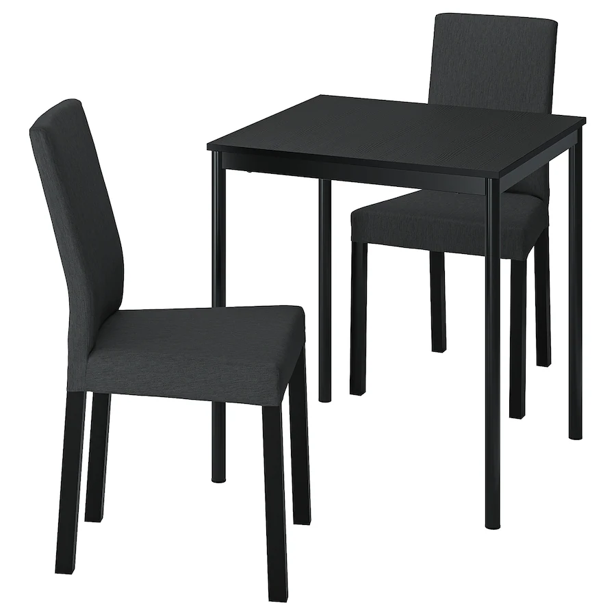 Sto i 2 stolice, crna/Knisa tamnosiva, 67 cm