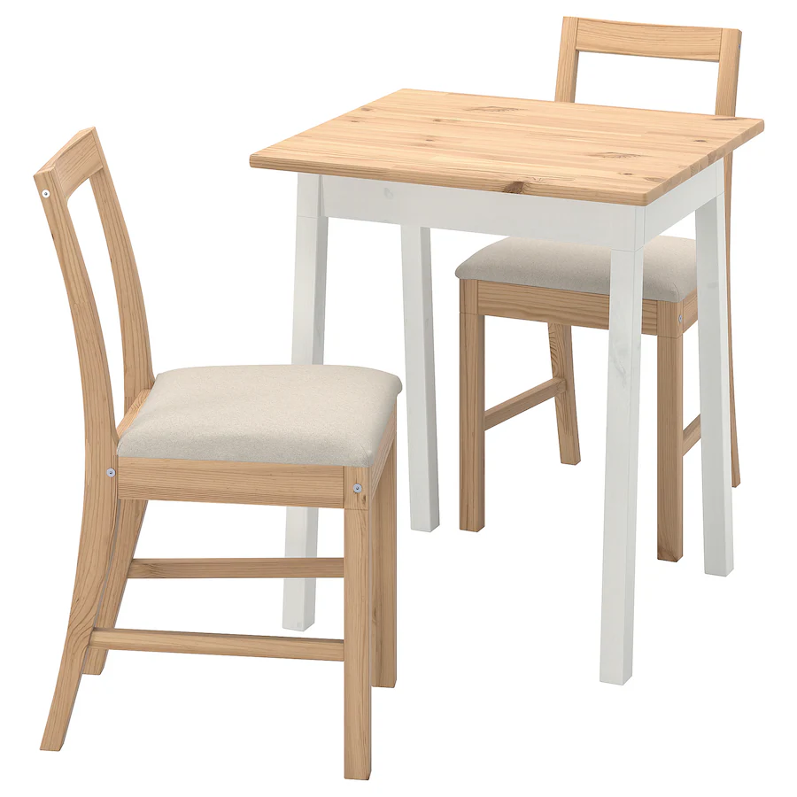 Sto i 2 stolice, svijetlosmeđe bajcovano bijelo bajcovano/Katorp svijetlosmeđe bajcovano, 65 cm