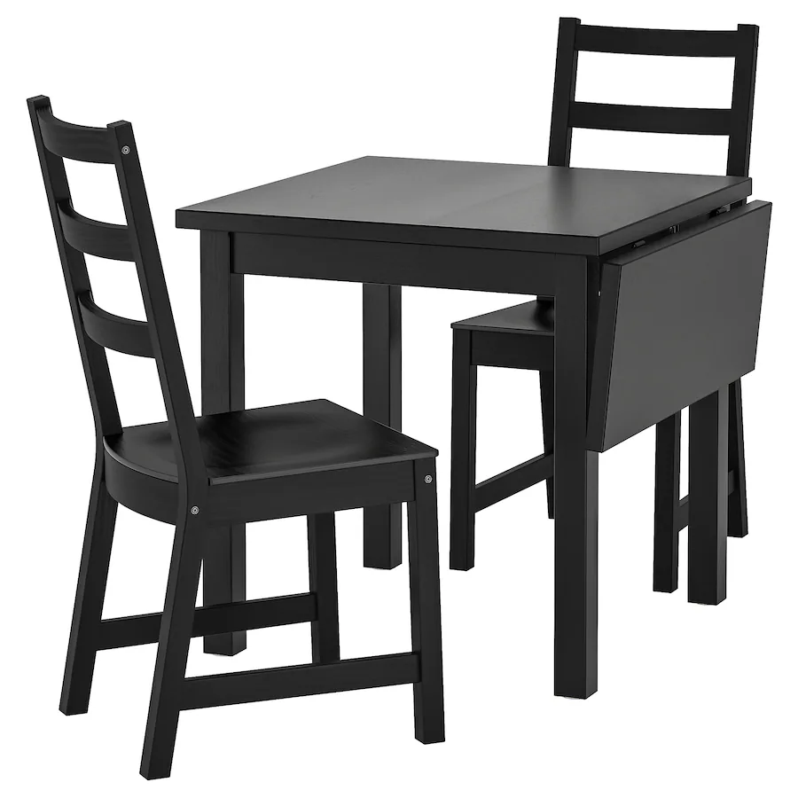 Sto i 2 stolice, crna/crna, 74/104x74 cm