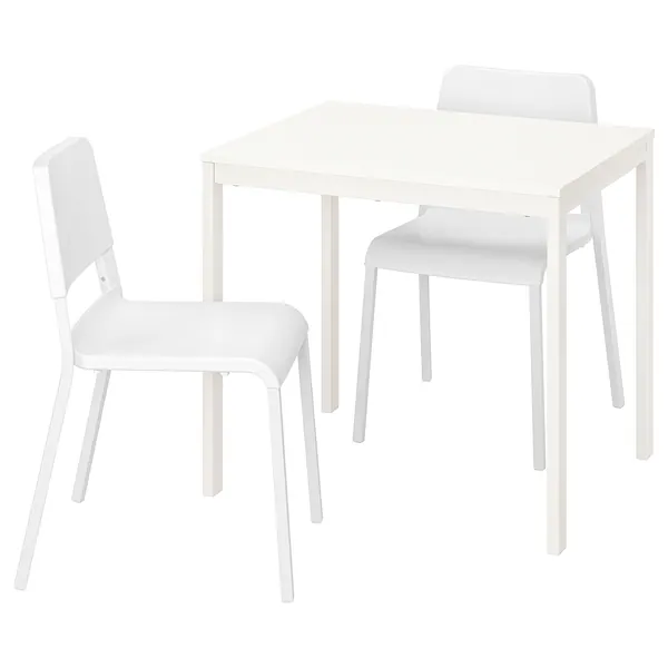 Sto i 2 stolice, bijela/bijela, 80/120 cm