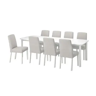 Sto i 8 stolica, bijela/Orrsta svetlosiva, 150/205/260 cm