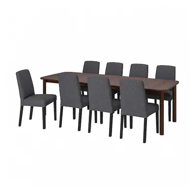 Sto i 8 stolica, smeđa/Gunnared siva, 150/205/260 cm