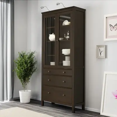 Vitrina s 3 fioke, crnosmeđa, 90x197 cm