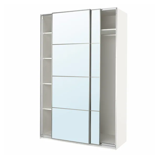 Garderober, bijela/ogledalo, 150x66x236 cm