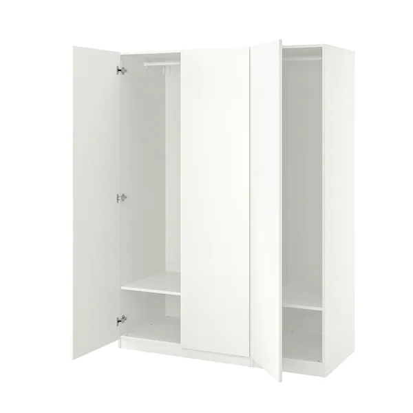 Garderober, bijela/bijela, 150x60x201 cm