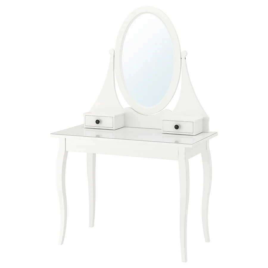 Toaletni sto s ogledalom, bijela, 100x50 cm