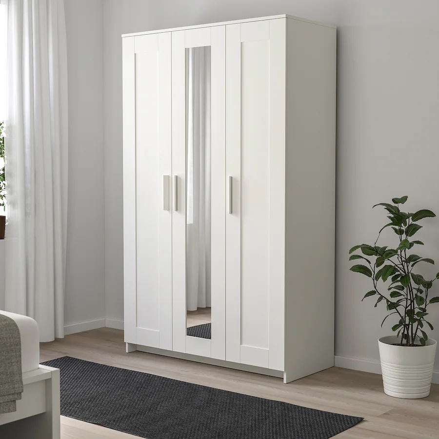 Garderober s 3 vrata, bijela, 117x190 cm