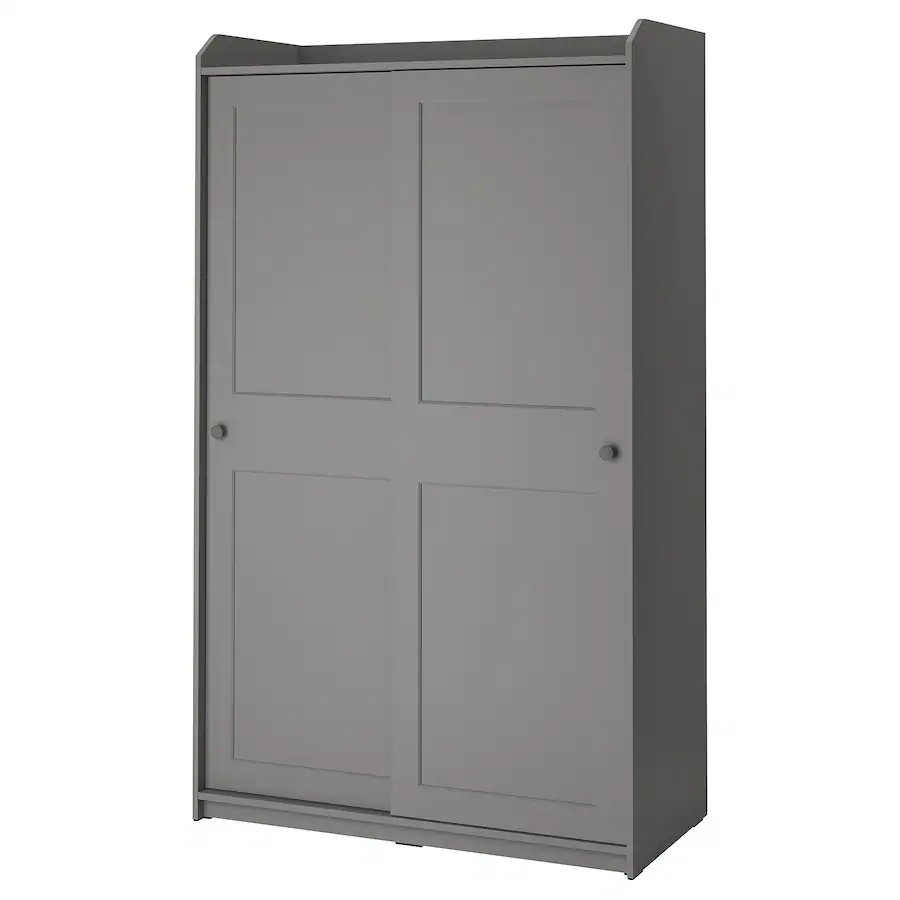 Garderober s kliznim vratima, siva, 118x55x199 cm