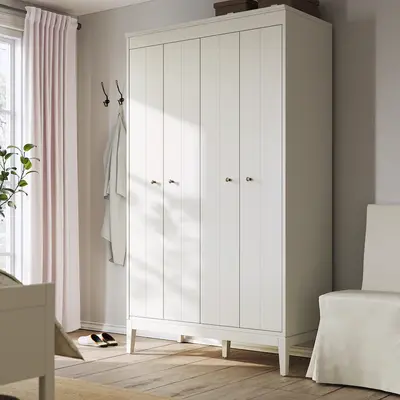 Garderober, bijela, 121x211 cm