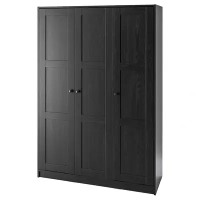 Garderober s 3 vrata, crno-smeđa, 117x176 cm