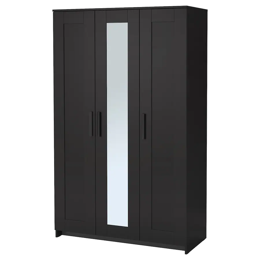 Garderober s 3 vrata, crna, 117x190 cm