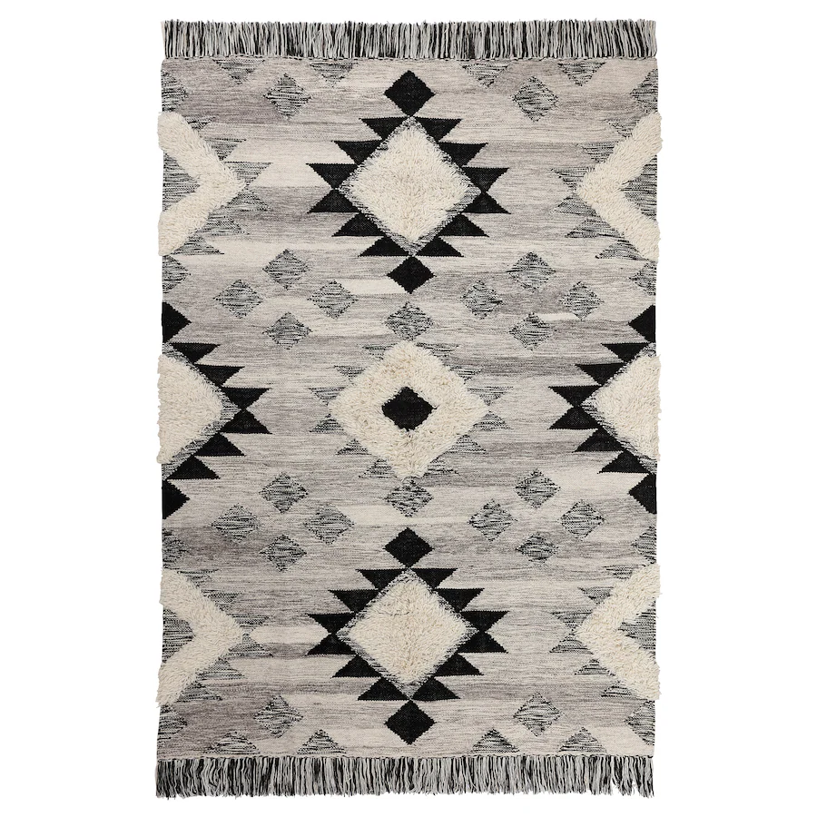 Tepih, ravno tkani, ručni rad/siva crna, 160x230 cm