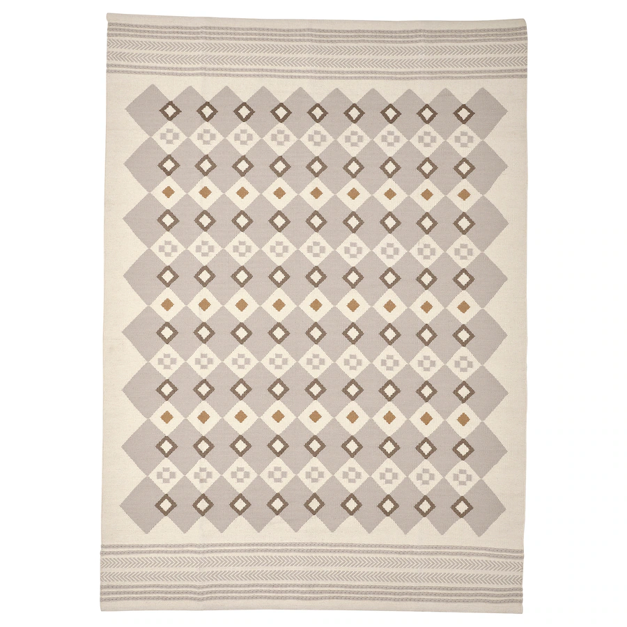 Tepih, ravno tkani, prljavobijela siva/ručni rad, 170x240 cm