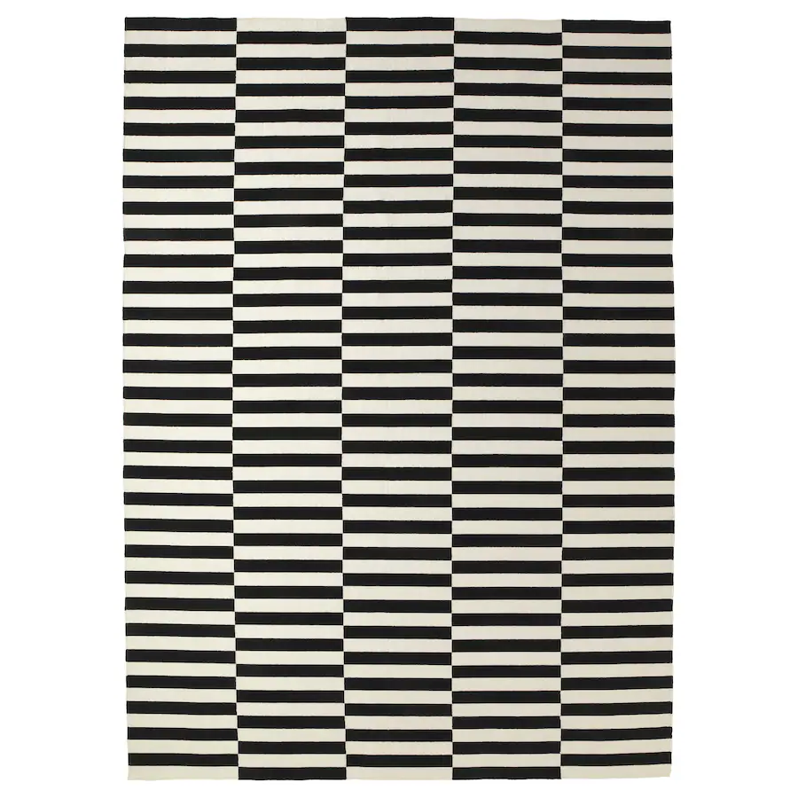 Tepih, ravno tkani, ručni rad/prugasto crna/prljavobijela, 250x350 cm