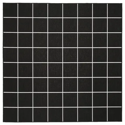 Ravno tkani tepih, unutra/spolja, crna/bijela, 200x200 cm