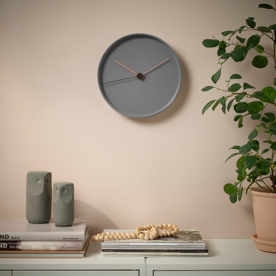Zidni sat, sivo-roze, 25 cm
