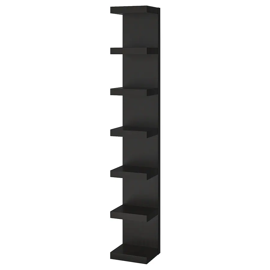 Spojene zidne police, crno-smeđa, 30x190 cm