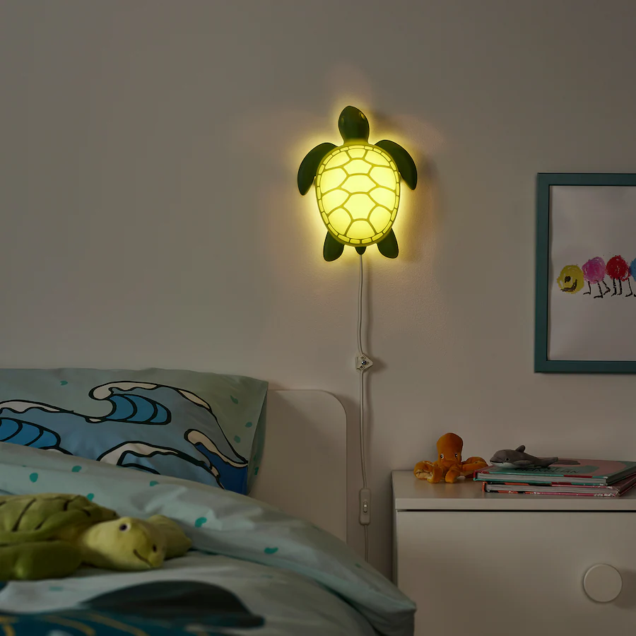 LED zidna lampa, kornjača/zelena
