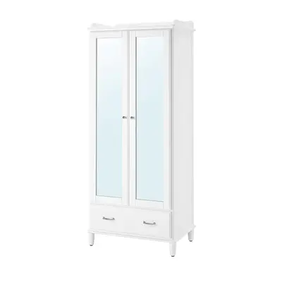 Garderober, bijela/ogledalo, 88x58x208 cm