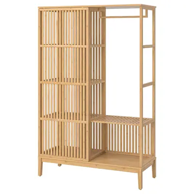 Otv. garderober s kliznim vratima, bambus, 120x186 cm