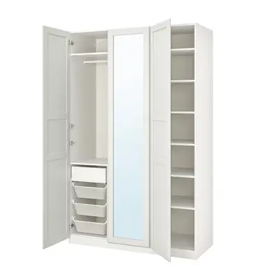 Kombinacija garderobera, bijela/ogledalo, 150x60x236 cm