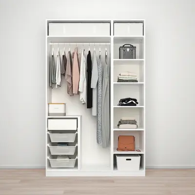 Kombinacija garderobera, bijela/ogledalo, 150x60x236 cm