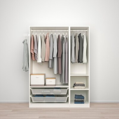 Kombinacija garderobera, bijela/ogledalo, 150x60x201 cm