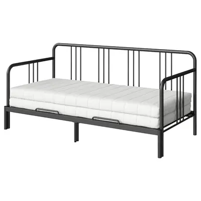 Dnevni krevet s 2 dušeka, crna/Åfjäll srednje tvrdo, 80x200 cm