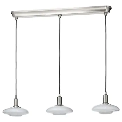 Visilica s 3 lampe, niklovano/opal bijela staklo, 89 cm